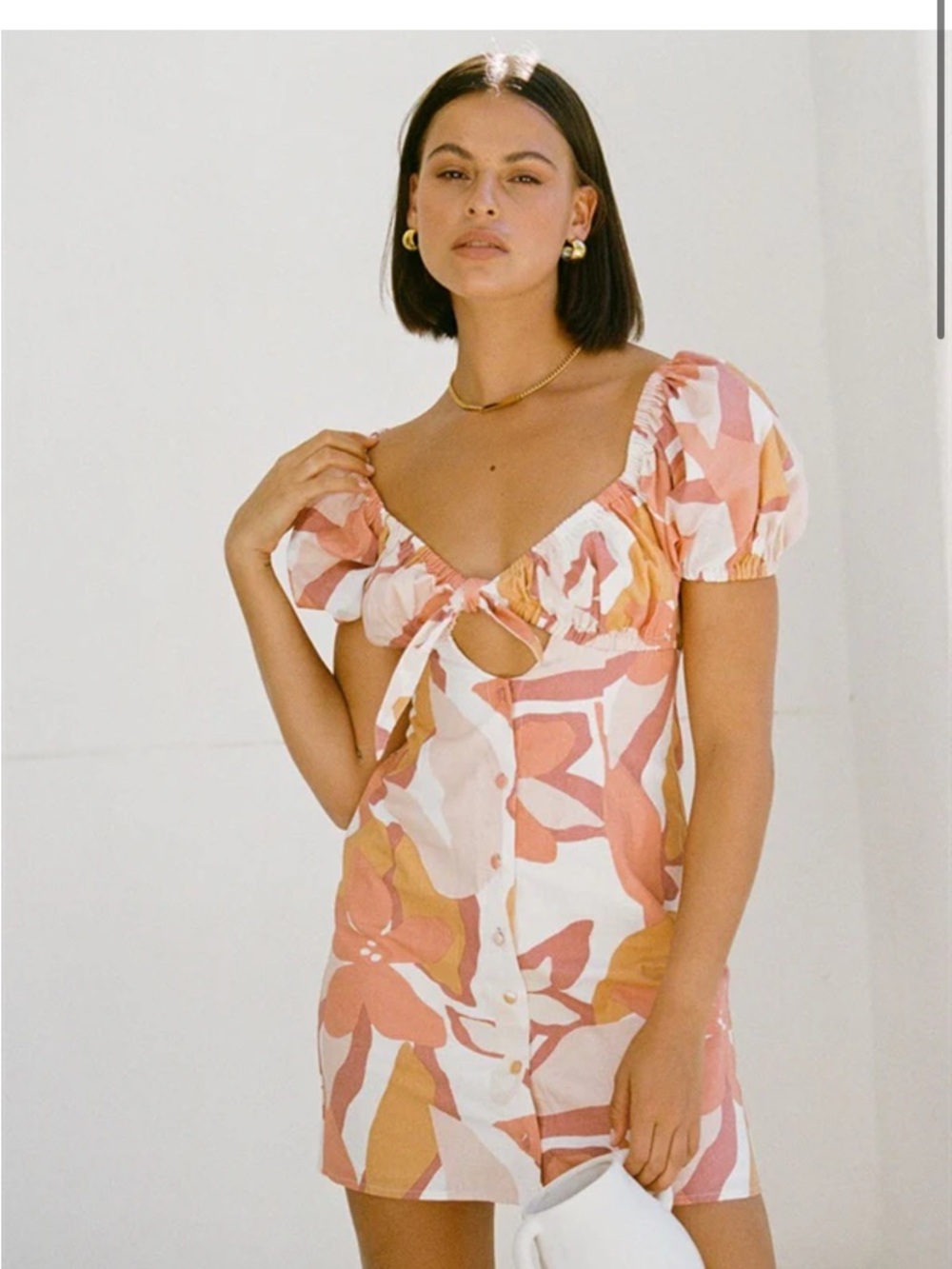 Sabo Skirt Pink & Mustard Abstract Mini Dress